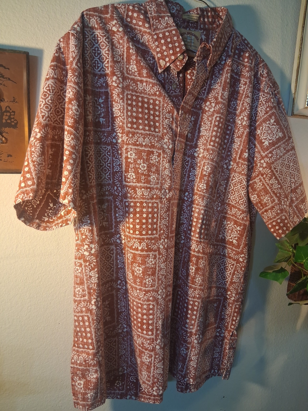 Reyn Spooner 50th Anniversary XL Popover Hawaiian Shirt Red Reverse Print